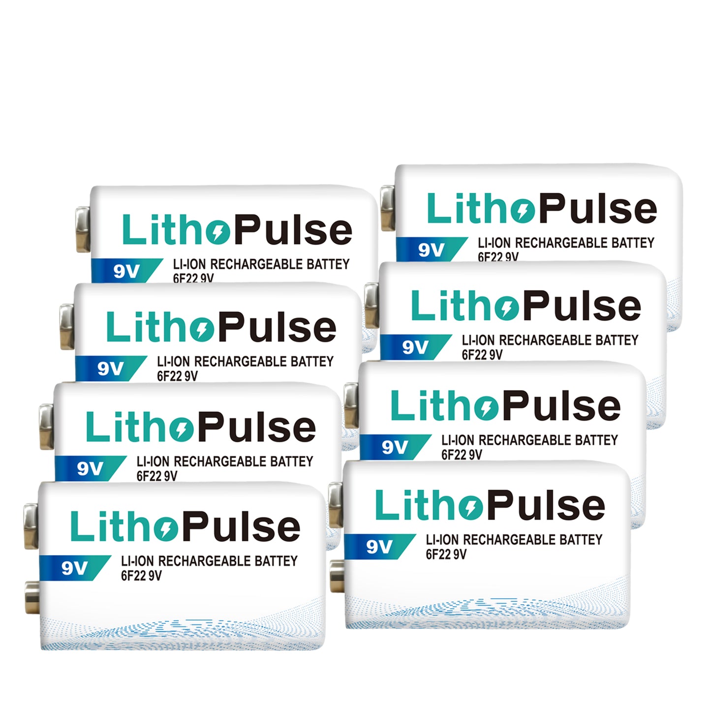 Tlaloc Energy 9V Rechargeable Batteries 1200mAh for Home Security Devices, Microphone, Alarms 9 Volt Lithium-ion Long Lasting Batteries with 2-in-1 USB-C Charging Cable