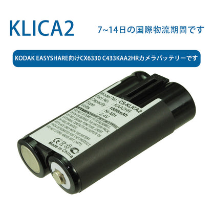 CX6330 C433KAA2HR Camera Battery for KODAK EasyShare KLICA2 3.7V 1800mAh Nickel Metal Hydride Battery TLALOC ENERGY