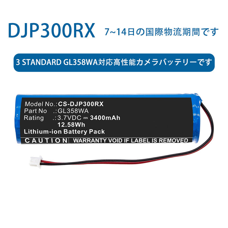 High-performance camera battery compatible with 3 Standard GL358WA for DJP300RX 3.7V 3400mAh Li-ion battery TLALOC ENERGY