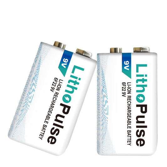 Tlaloc Energy 9V Rechargeable Batteries 1200mAh for Home Security Devices, Microphone, Alarms 9 Volt Lithium-ion Long Lasting Batteries with 2-in-1 USB-C Charging Cable